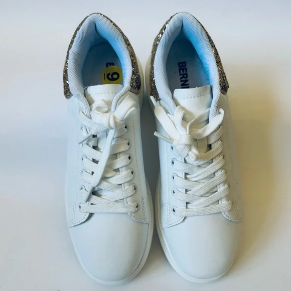 Berness‎ Classic White Sneakers with Glitter Sparkling Twist, Size 9, NWOB - Picture 3 of 10